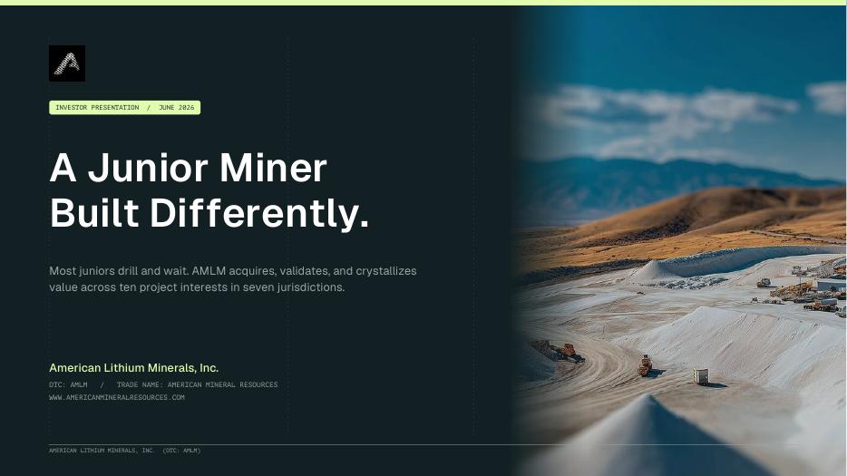 Cover of the AMLM investor presentation, June 2026