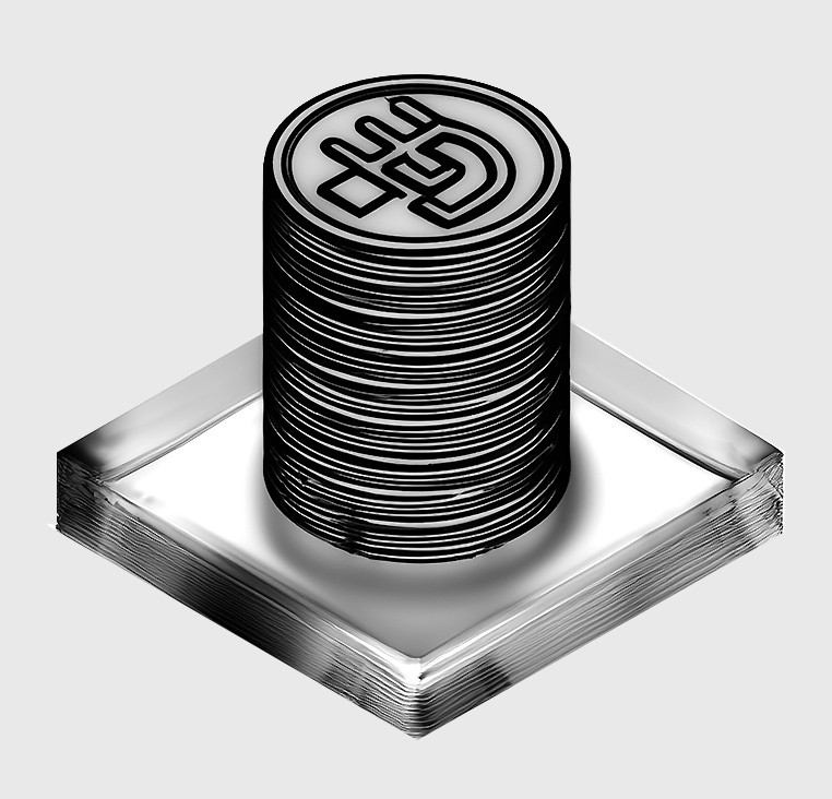 Isometric rendering of tokenized asset coins