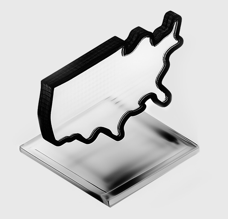 Isometric rendering of a mineral claims map